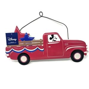 Disney Metal Hanging Wall Decor Red Truck Sign with Mickey Mouse